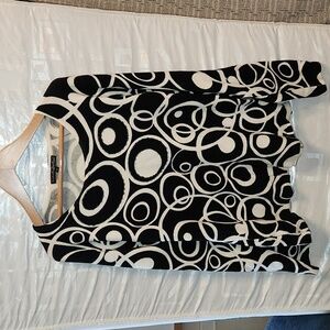 Pierri New York black and white circle beaded long sleeve sweater sz M